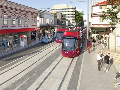 Parramatta Light Rail lays first green track